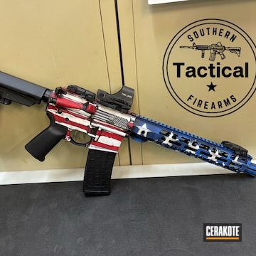 Cerakoted Nra Blue, Graphite Black, Ruby Red And Stormtrooper White Ar-15