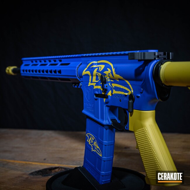 Cerakoted: S.H.O.T,Periwinkle H-357,Corvette Yellow H-144,Football,AR Rifle
