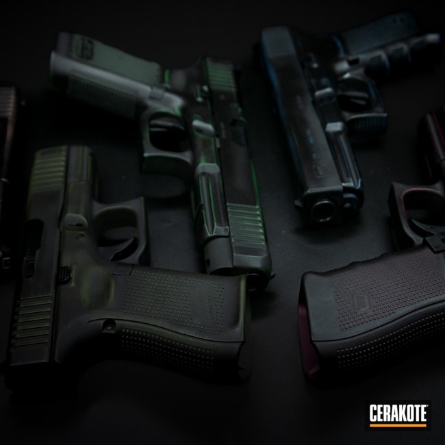 Cerakoted: S.H.O.T,Color,PINK CHAMPAGNE H-311,Custom Color,BLACK CHERRY H-319,Distressed,Armor Black H-190,SQUATCH GREEN H-316,Highland Green H-200,Sniper Green H-229,Glock,His and Hers,Blue Titanium H-185
