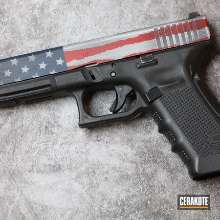 Powder Coating: Hidden White H-242,KEL-TEC® NAVY BLUE H-127,Glock,S.H.O.T,Handguns,Pistol,Armor Black H-190,USMC Red H-167,Handgun,Pistols,Distressed American Flag