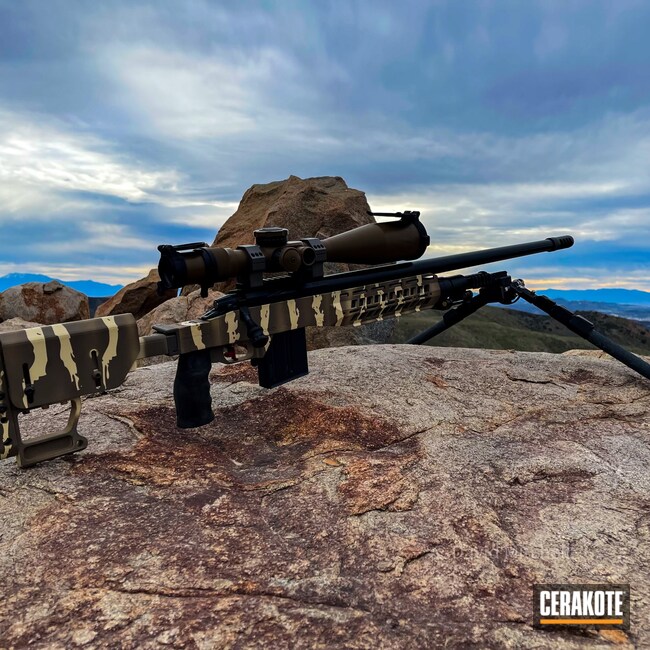 Cerakoted: S.H.O.T,Precision Rifle,Tiger Stripes,MAGPUL® FLAT DARK EARTH H-267,DESERT SAND H-199,Long Range Tactical Rifle