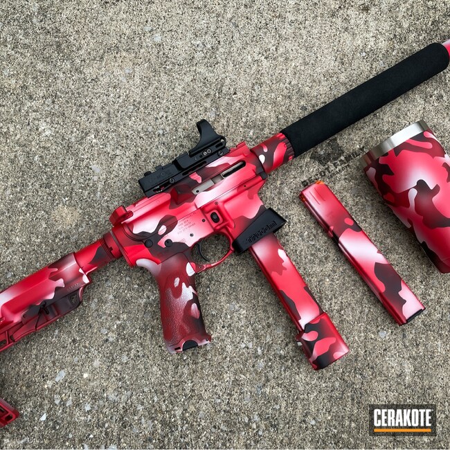Cerakoted: S.H.O.T,9mm,FIREHOUSE RED H-216,Snow White H-136,Ultralight Rifle,Graphite Black H-146,9mm Carbine,Competition Gun,Custom Tumbler Cup,AR9,Custom Camo,Competition
