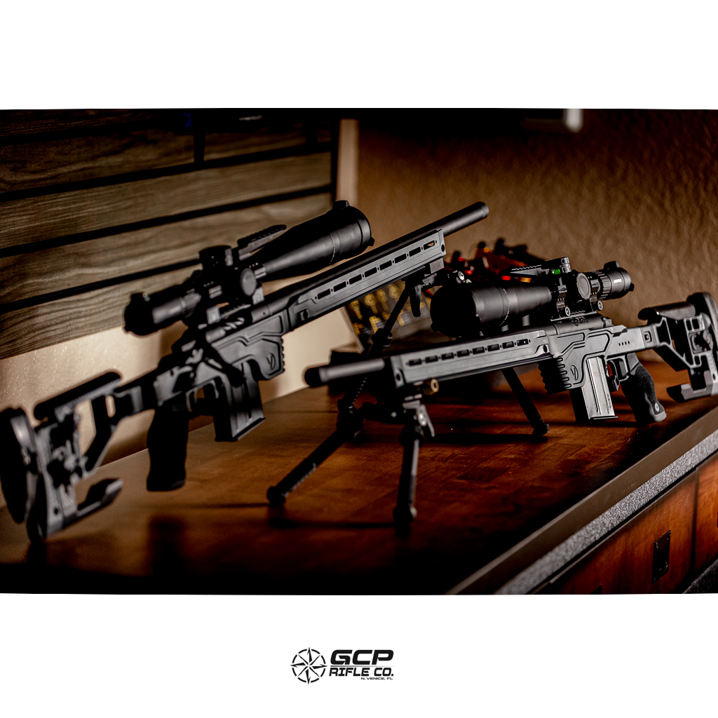 Two sniper rifles built for a police department SWAT sniper team using ...