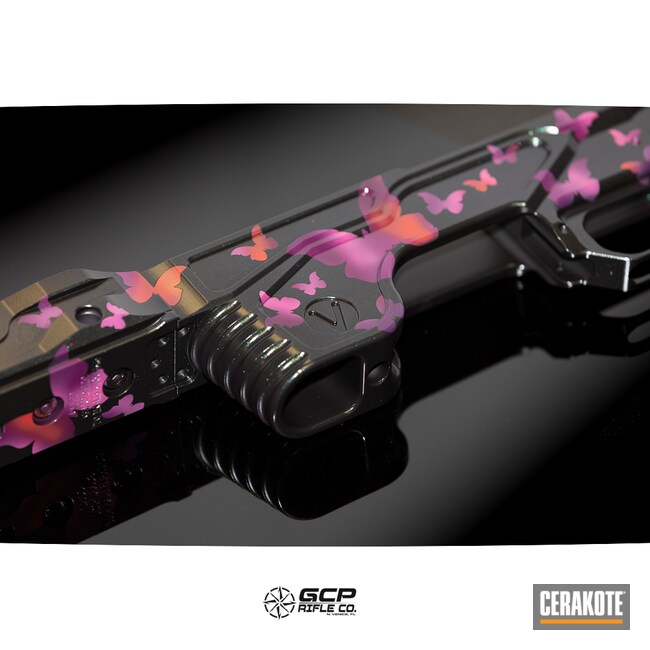 Cerakoted: S.H.O.T,Precision Rifle,Butterflies,girl,Chassis,Butterfly,FIRE  E-310,Armor Black H-190,Sniper,Prison Pink H-141,Sangria H-348,Custom Camo