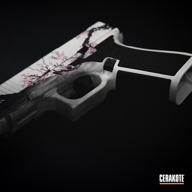 Cerakoted: S.H.O.T,Cherry Blossom,Bazooka Pink H-244,Flora,Watercolor,Japanese,Stormtrooper White H-297,Armor Black H-190,Glock,Flowers