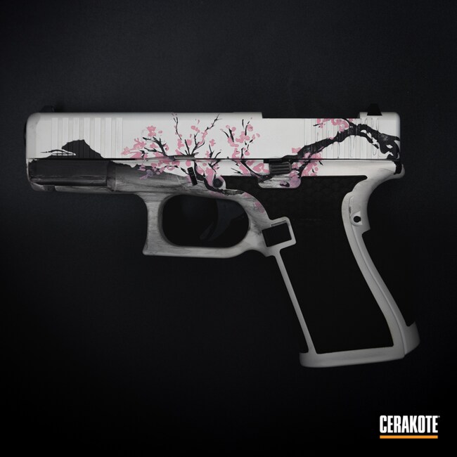 Cerakoted: S.H.O.T,Cherry Blossom,Bazooka Pink H-244,Flora,Watercolor,Japanese,Stormtrooper White H-297,Armor Black H-190,Glock,Flowers