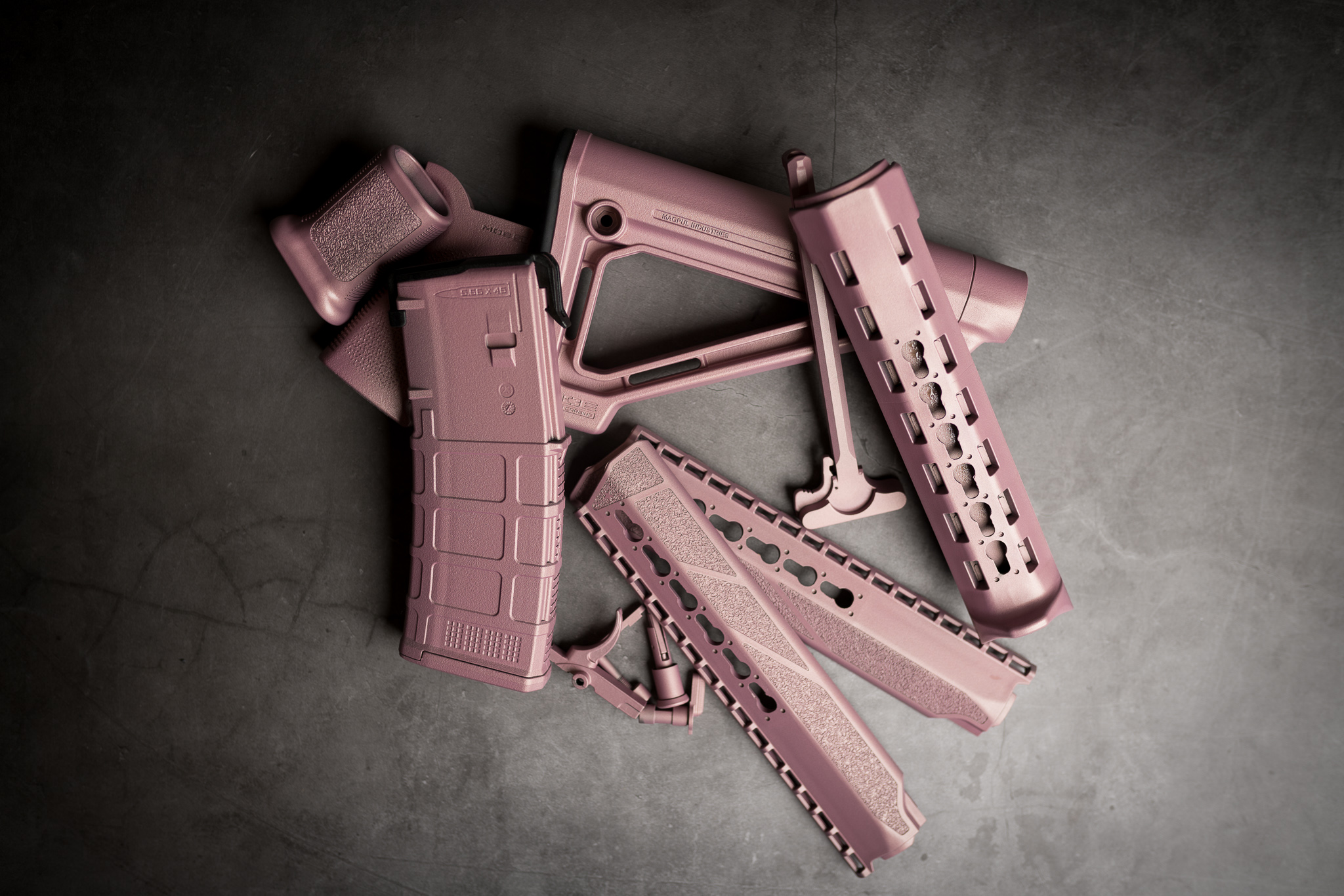 Pink Ar AR Parts using Pink Champagne | Cerakote