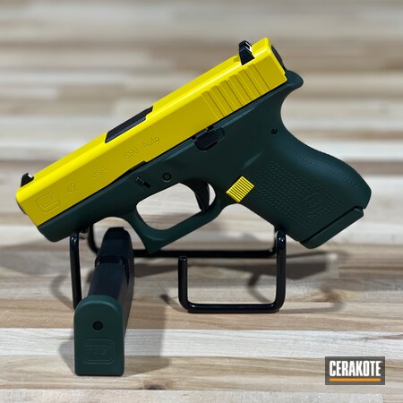 Powder Coating: Corvette Yellow H-144,S.H.O.T,JESSE JAMES EASTERN FRONT GREEN  H-400,Glock 42
