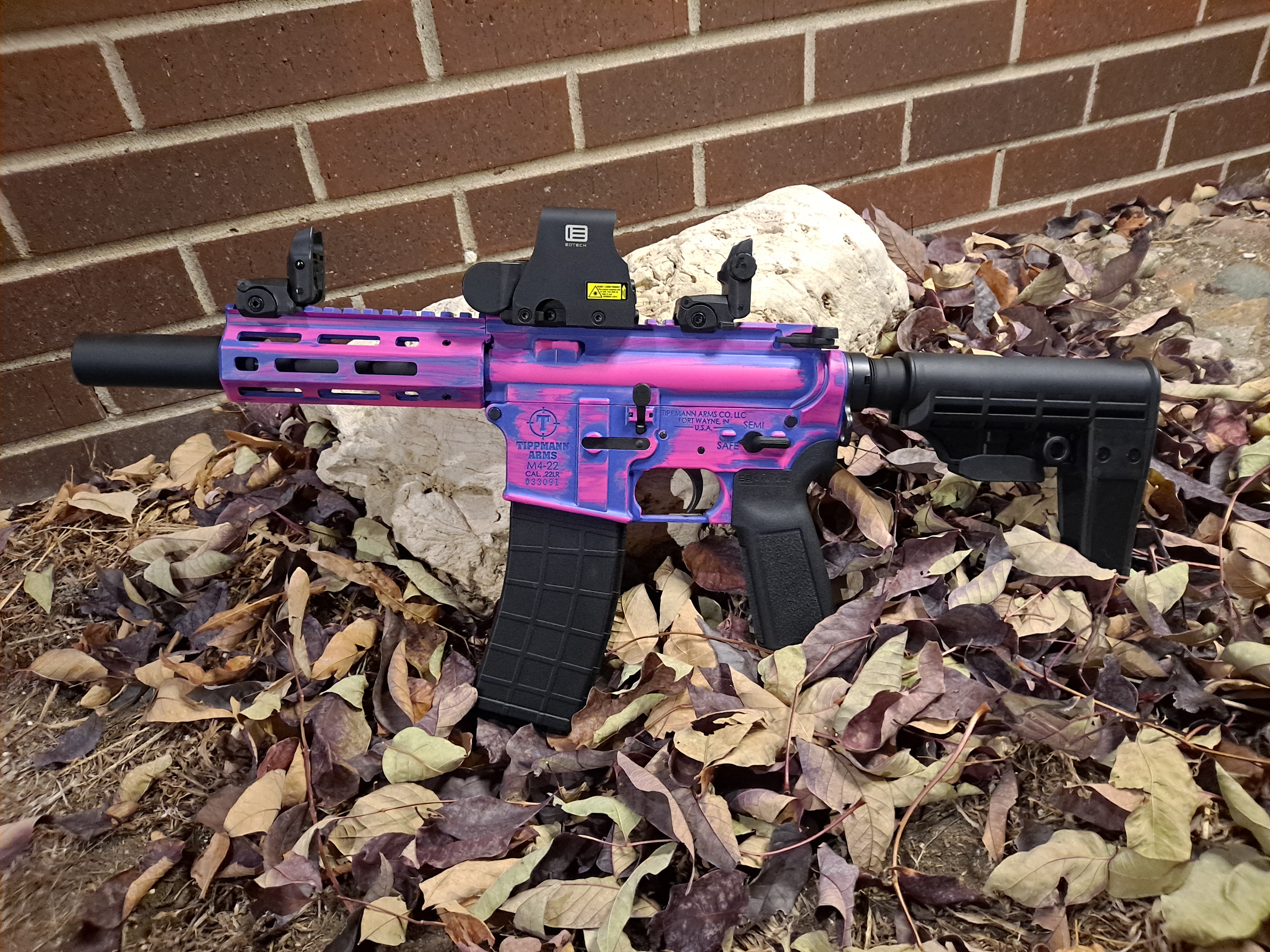 Pink Ar Periwinkle and Prison Pink AR Pistol | Cerakote