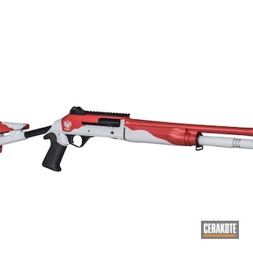 Cerakoted Bright White And Usmc Red Shotgun