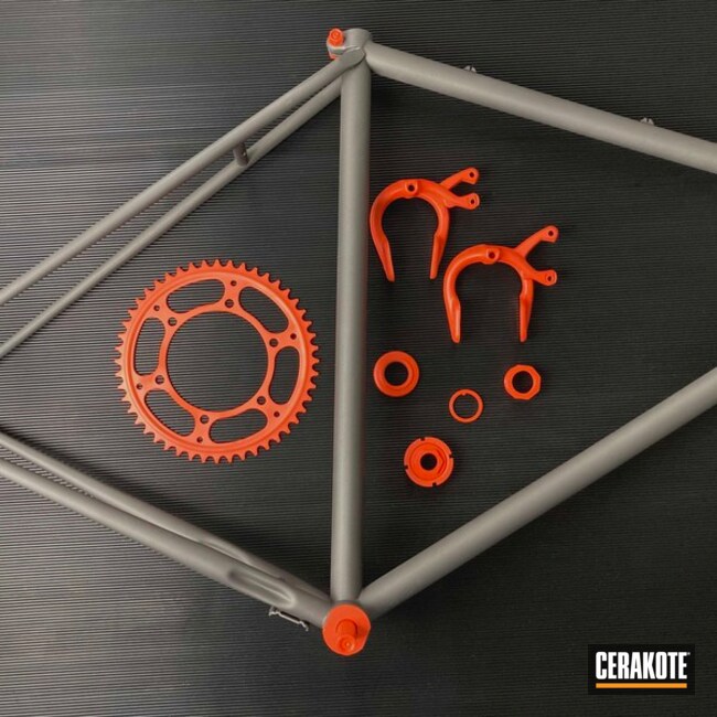Cerakoted Hi-vis Orange And Tungsten Bicycle Frame