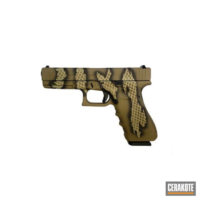 Cerakoted Glock 17 With Riptile Camo In H-267 And Hir-146