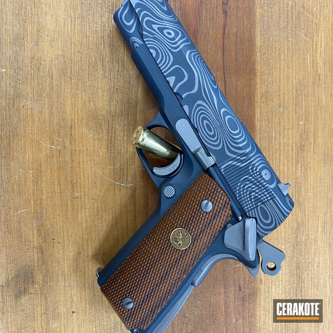 Cerakoted: S.H.O.T,Sniper Grey H-234,Colt,Colt 1911,Gun Metal Grey H-219,Pistol,Damascus