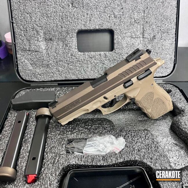 Cerakoted Midnight Bronze, Coyote Tan And Blackout Pistol
