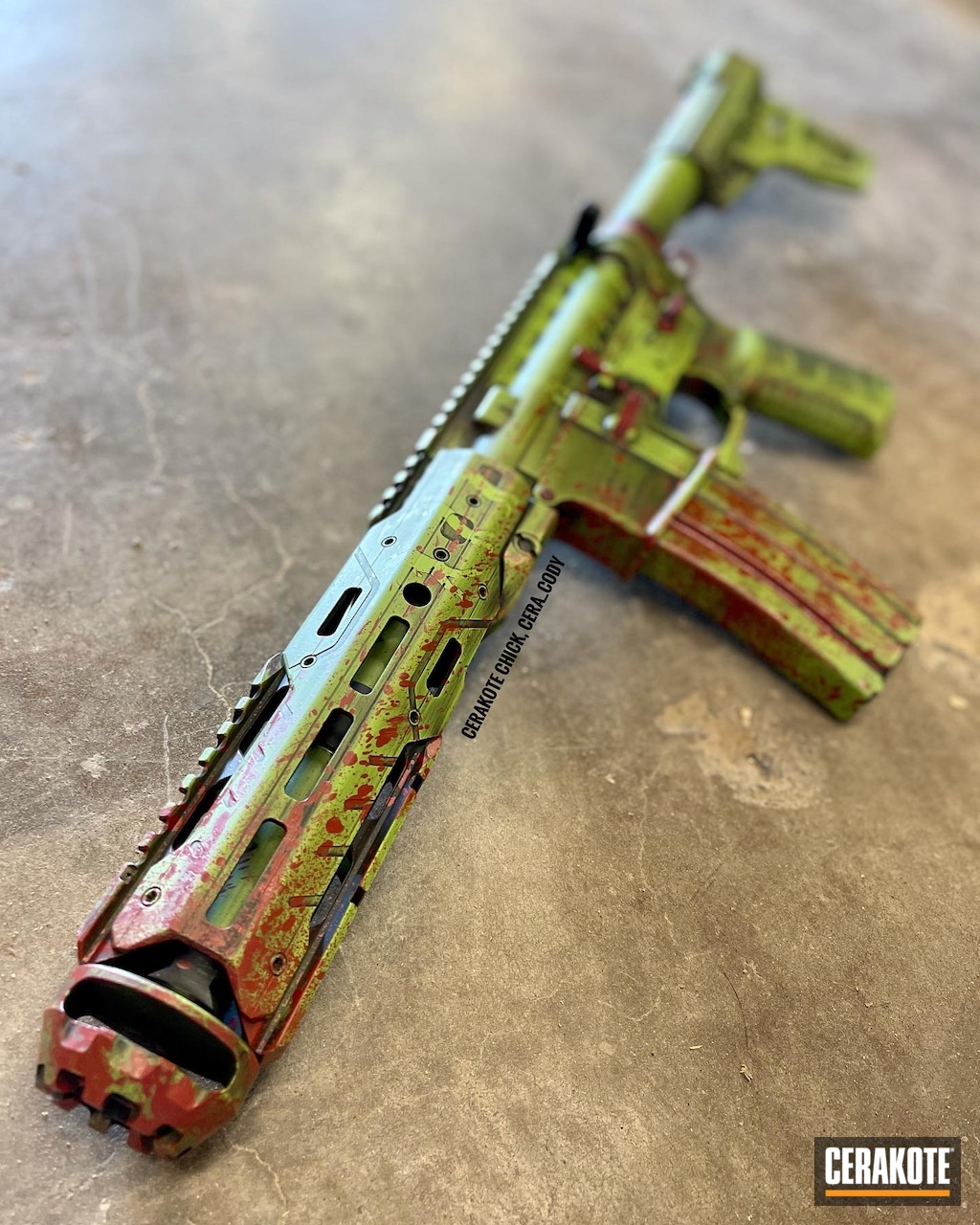 Zombie Blood Splatter Ar coated with H-168 and H-221 | Cerakote