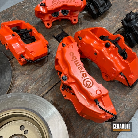 Powder Coating: Hunter Orange H-128,Brembo Brakes,Brembo,Automotive,Brake Calipers