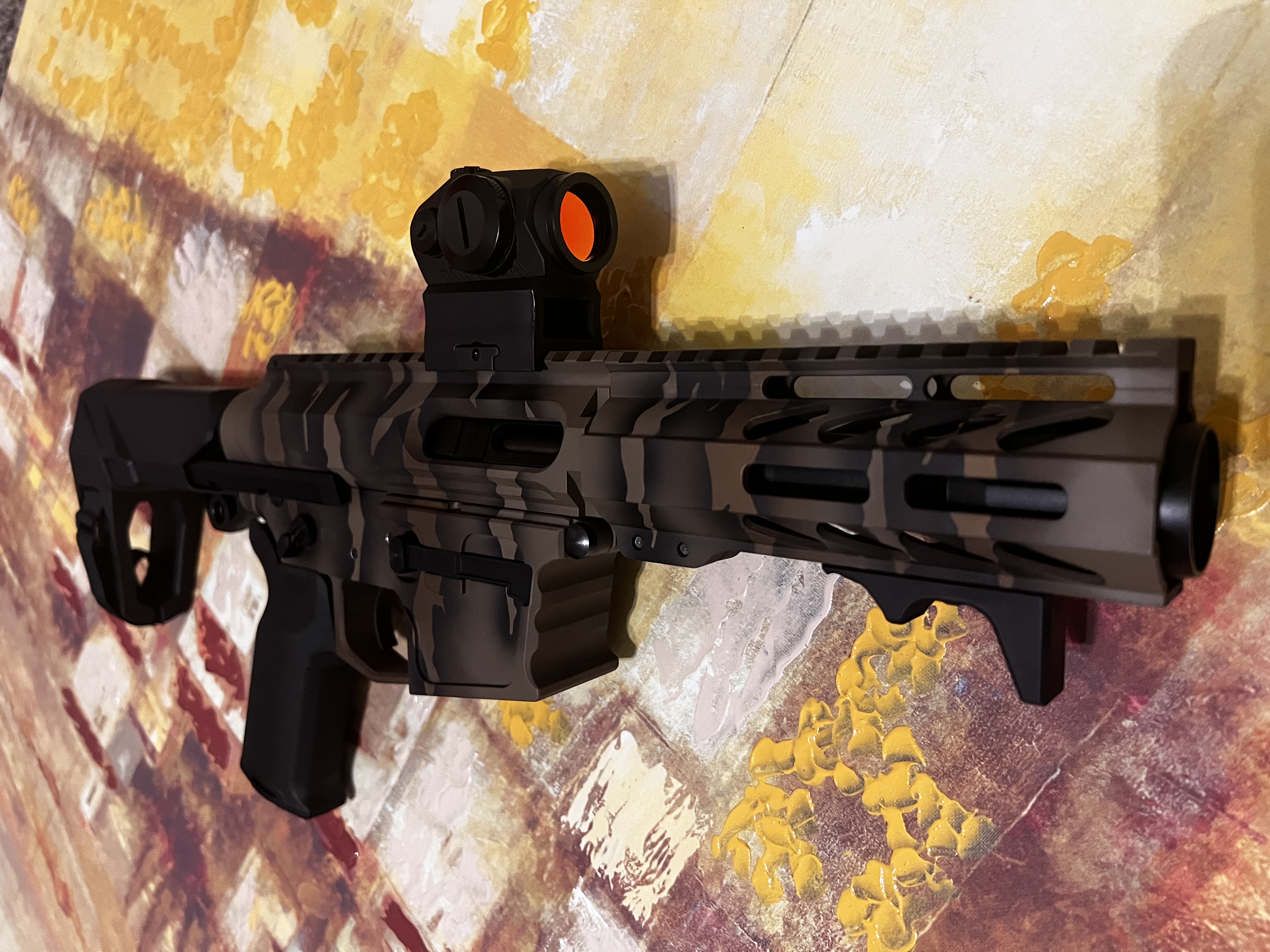 Ceramic Rifles AR Rifle coated in H-190, Ah-rcpaint, H-148 and H-267 | Cerakote