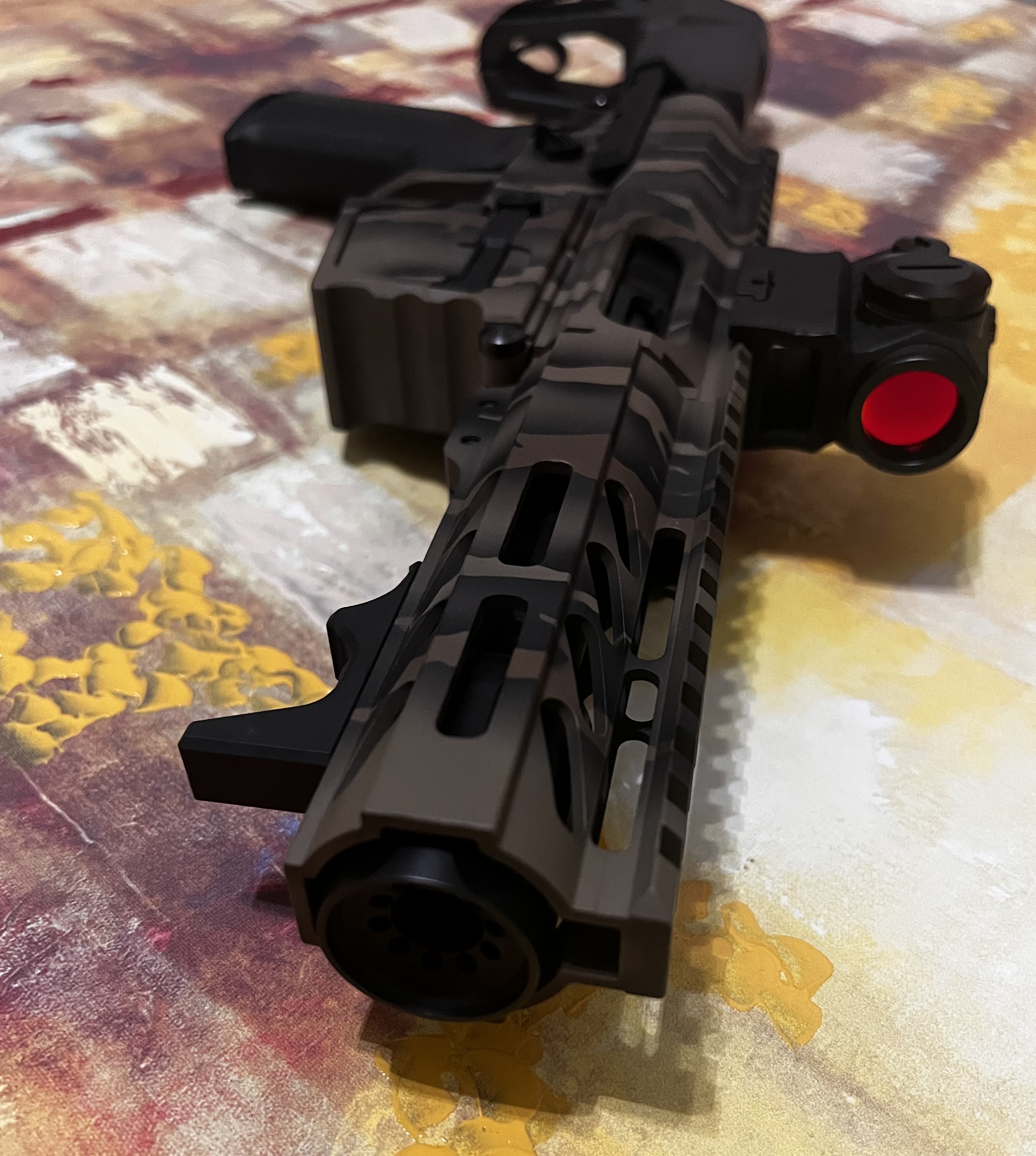 Ceramic Rifles AR Rifle coated in H-190, Ah-rcpaint, H-148 and H-267 | Cerakote