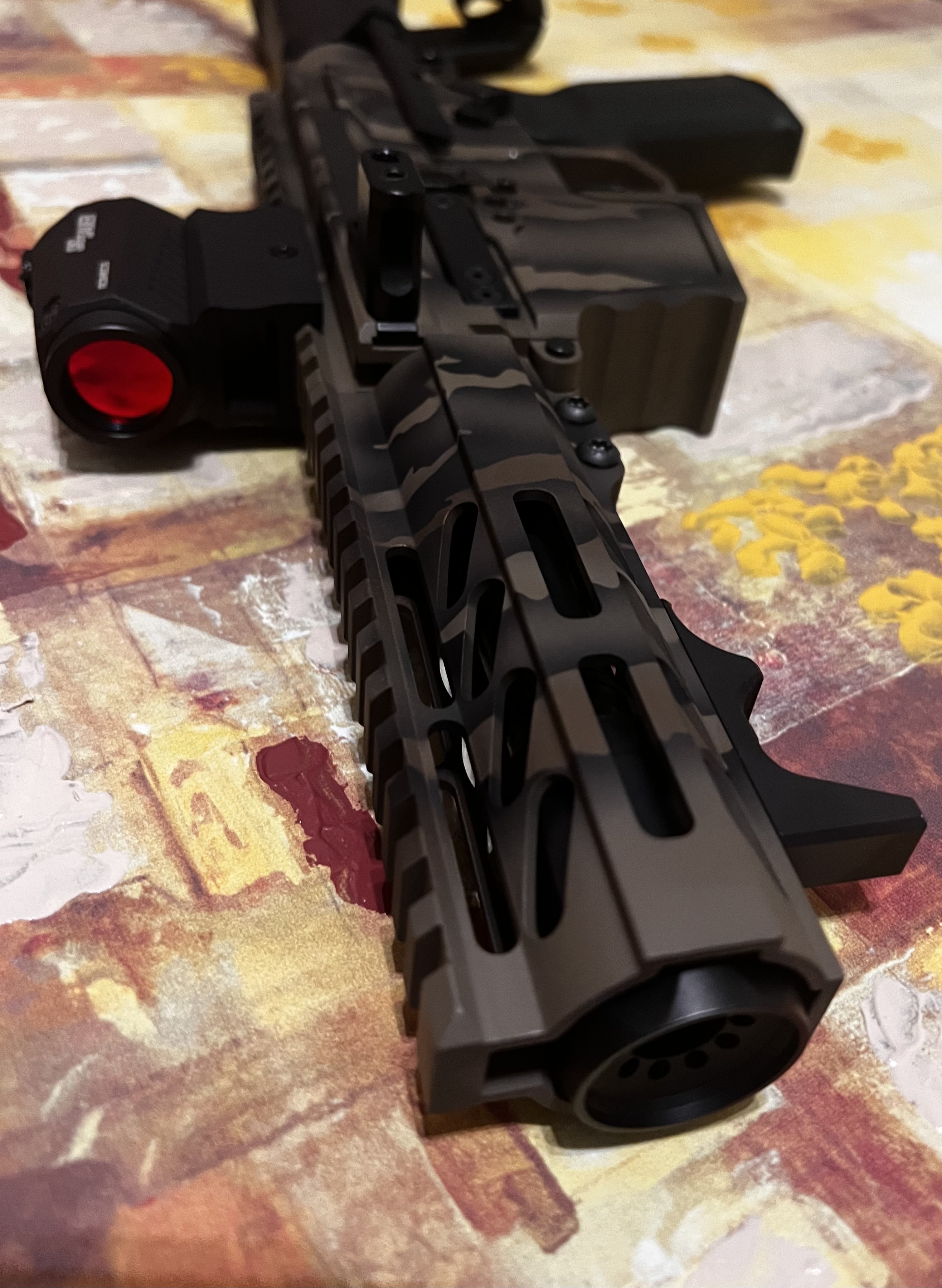 Ceramic Rifles AR Rifle coated in H-190, Ah-rcpaint, H-148 and H-267 | Cerakote
