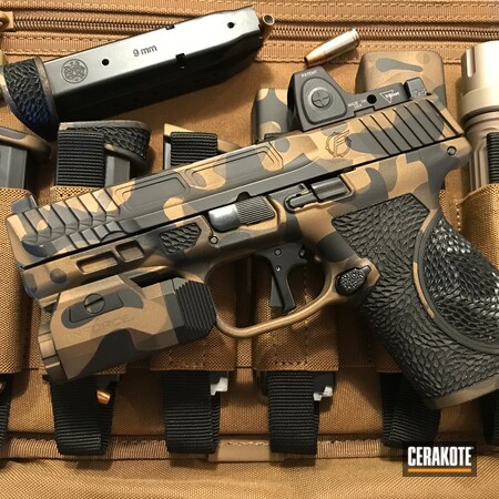 Powder Coating: Slide,S.H.O.T,Pistol,Armor Black H-190,Custom Camo,Burnt Bronze H-148