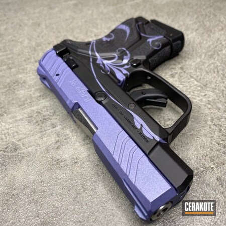 Powder Coating: Floral Patterned,Graphite Black H-146,CRUSHED ORCHID H-314,S.H.O.T,Ruger LCP II,Decorations,Floral Script Pattern,Flowers,Custom Stenciling