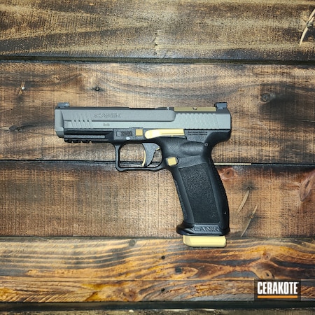 Powder Coating: Two Tone,S.H.O.T,Handguns,Pistol,Gold H-122,Canik,Tungsten H-237,Custom