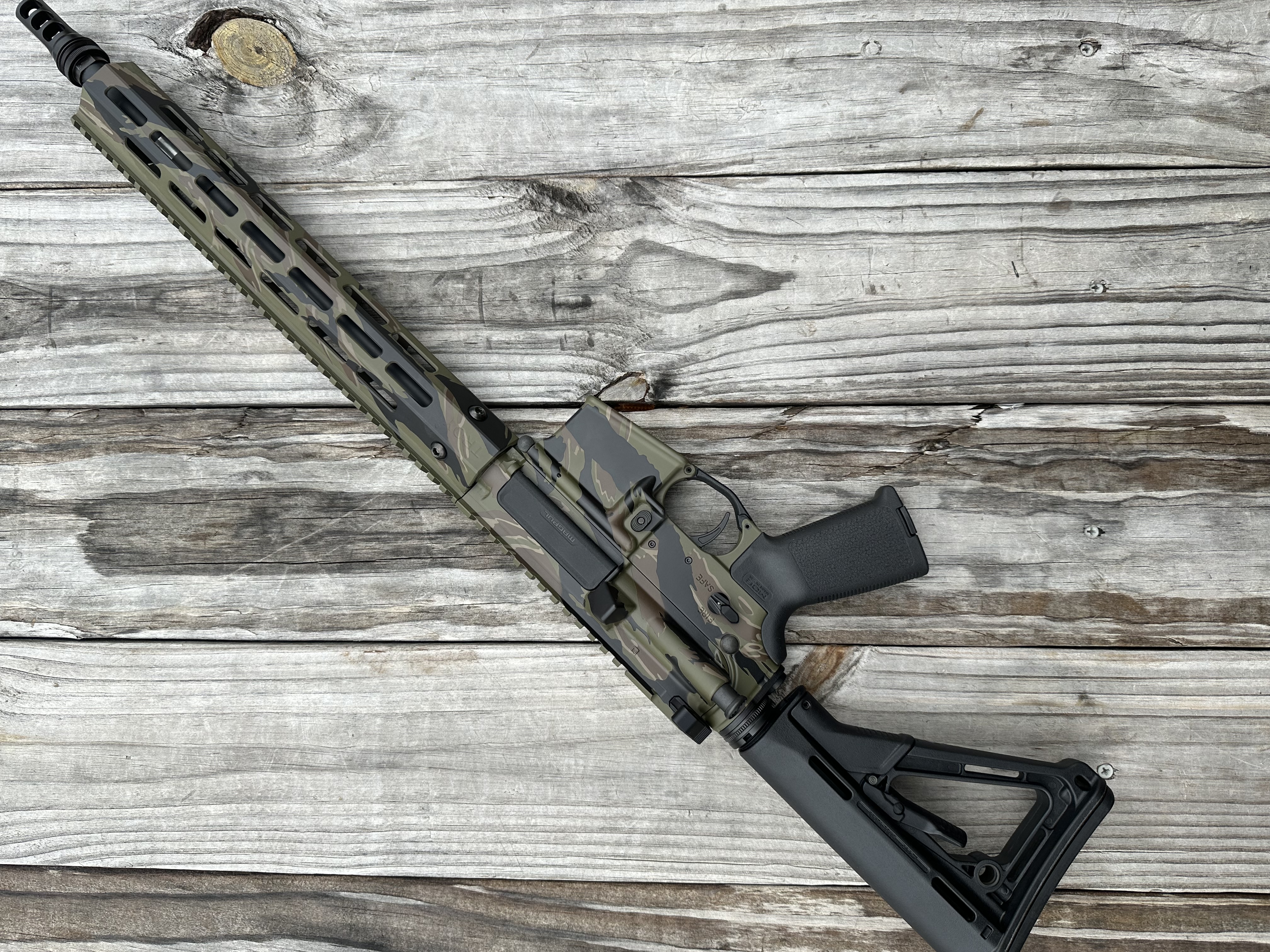 AR 15 in Vietnam Tiger Stripe | Cerakote