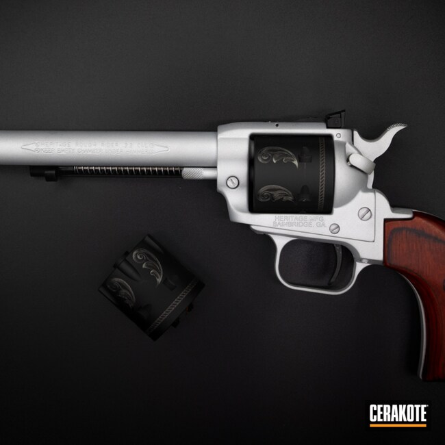 Cerakoted: S.H.O.T,Revolver,Crushed Silver H-255,Armor Black H-190,Laser Engrave