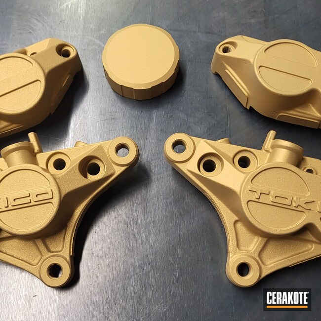 Cerakoted: Motorcycle Calipers,Brake Calipers,Automotive,Calipers,Gold H-122