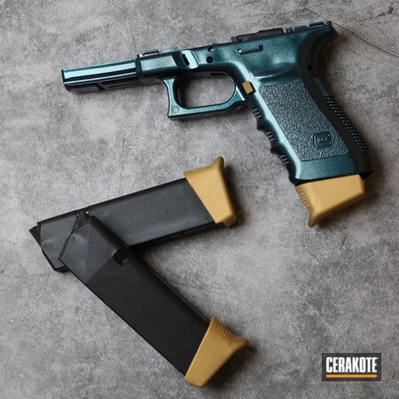 Powder Coating: Glock,S.H.O.T,Handguns,Gold H-122,Glock Frame,Cerakote FX TYPHOON FX-109,Pistols