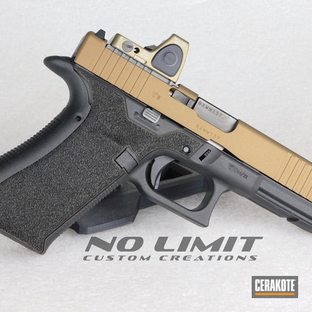 Powder Coating: Glock,S.H.O.T,Pistol,Burnt Bronze H-148,Glock 17,Laser Stippled