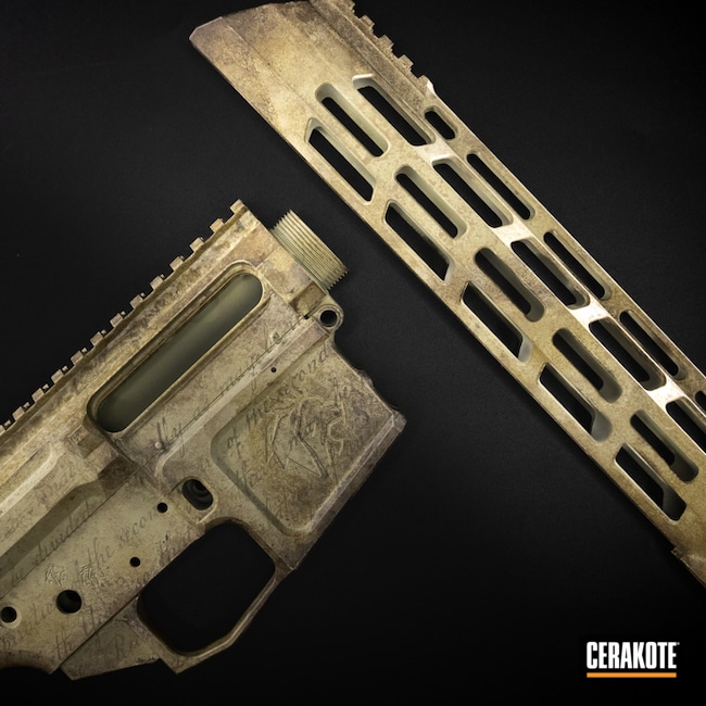Cerakoted: S.H.O.T,Custom Paint,DESERT SAND H-199,USA,Ral 8000 H-8000,united states,Armor Black H-190,Constitution,Tattered,Parchment,Mud Brown H-225,Old Paper,Government,Antique,America,Worn,BENELLI® SAND H-143,We the people,Badass,Chocolate Brown H-258,AR-15