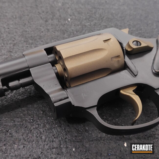 Cerakoted: S.H.O.T,Graphite Black H-146,Smith & Wesson,Revolver,Smith & Wesson Revolver,Burnt Bronze H-148