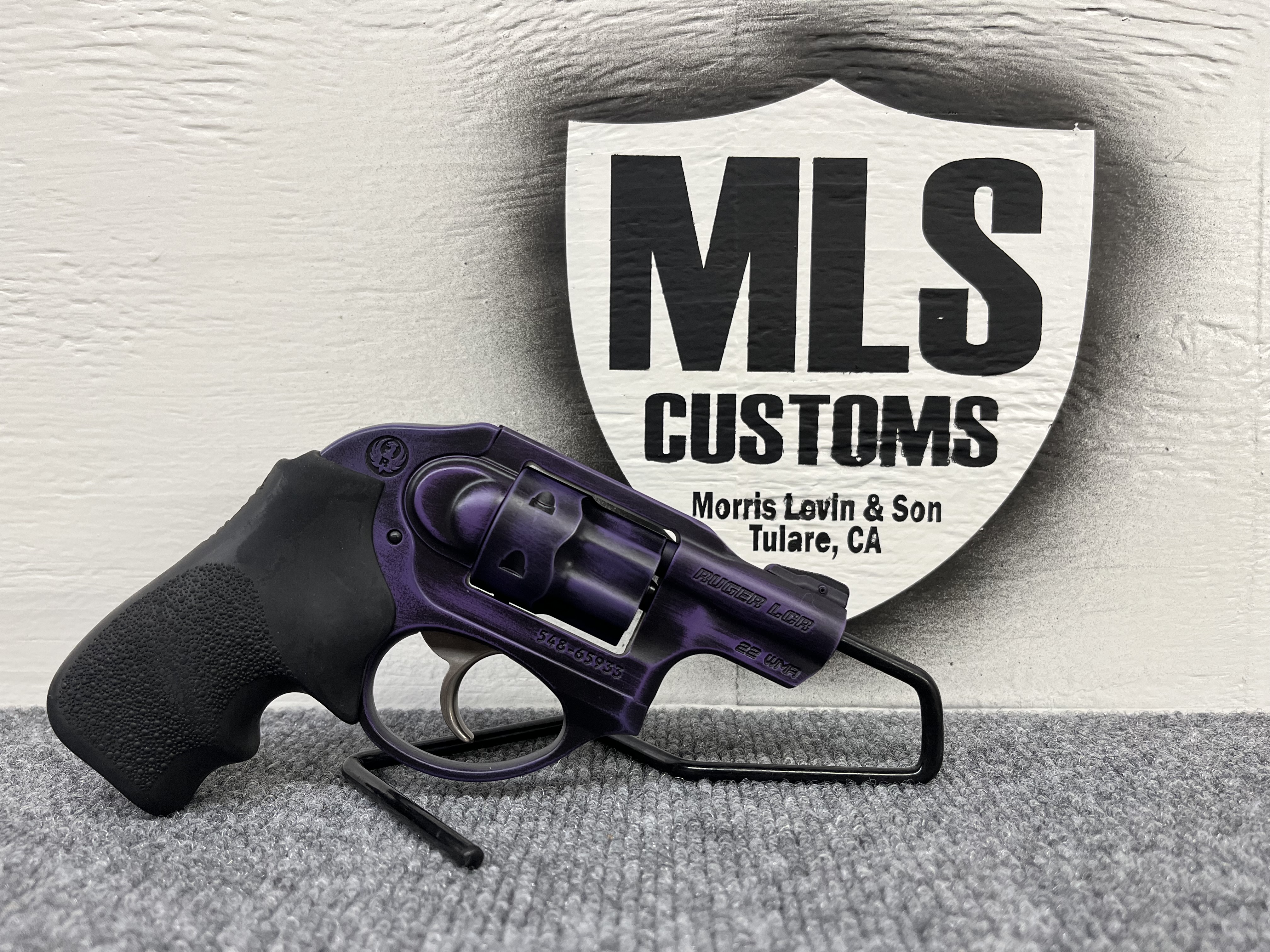 Revolver finished in a Graphite Black and Bright Purple Finish | Cerakote