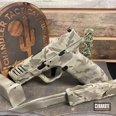 Powder Coating: Laser Engrave,Desert Sage H-247,OTF Knife,S.H.O.T,MAGPUL® FOLIAGE GREEN H-231,Knife,Springfield Armory,Hellcat,Hellcat Pro,Pistol,Microtech,Camo,Ported,DESERT VERDE H-256