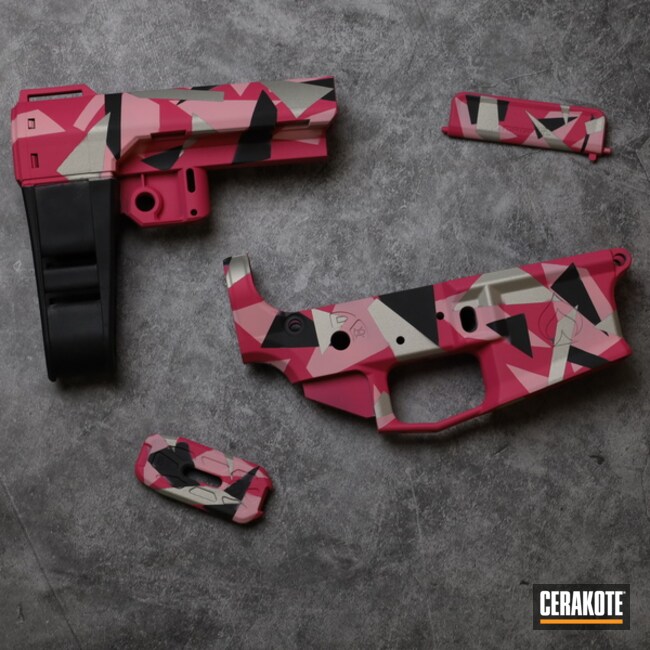 Cerakoted Satin Aluminum, Bazooka Pink, Sig™ Pink And Graphite Black Ar-15
