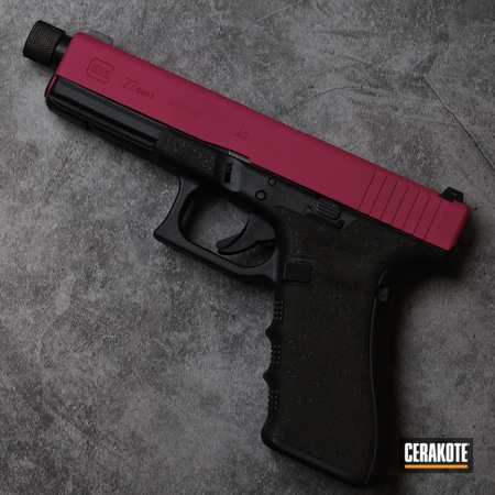Powder Coating: Graphite Black H-146,Glock,S.H.O.T,SIG™ PINK H-224,Pistol,AR Pistol,9mm Conversion,Handgun,Laser Stippled,Glock 22