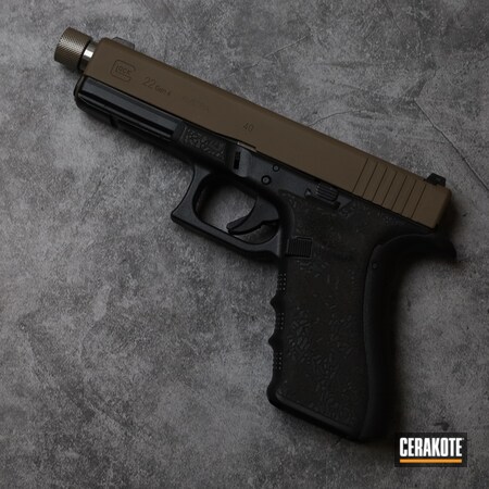 Powder Coating: Graphite Black H-146,Glock,S.H.O.T,Pistol,9mm Conversion,Handgun,Flat Dark Earth H-265,Laser Stippled,Glock 22