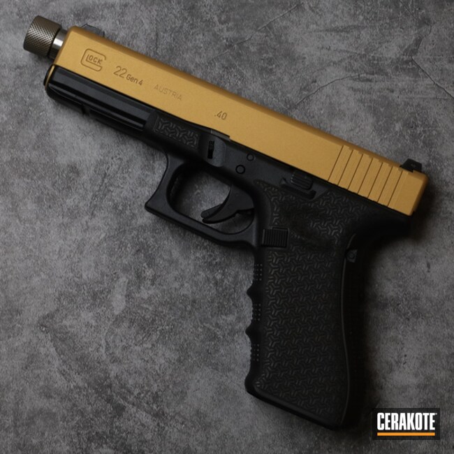 Cerakoted Graphite Black And Gold Gold Glock 22
