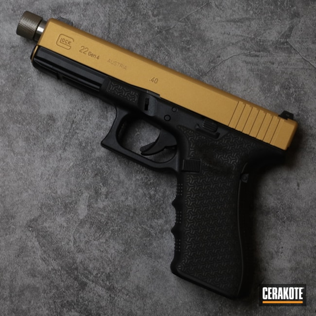 Cerakoted Graphite Black And Gold Gold Glock 22