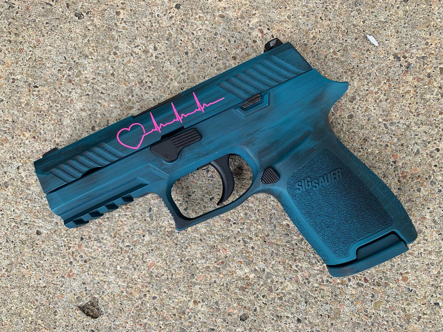 Pink Graphite Distressed Teal using a Prison Pink, Graphite Black and Aztec Teal ...