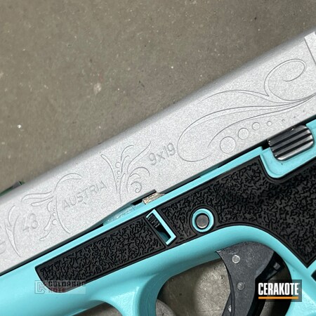 Powder Coating: Glock,S.H.O.T,Crushed Silver H-255,Pistol,Robin's Egg Blue H-175,Custom Glock