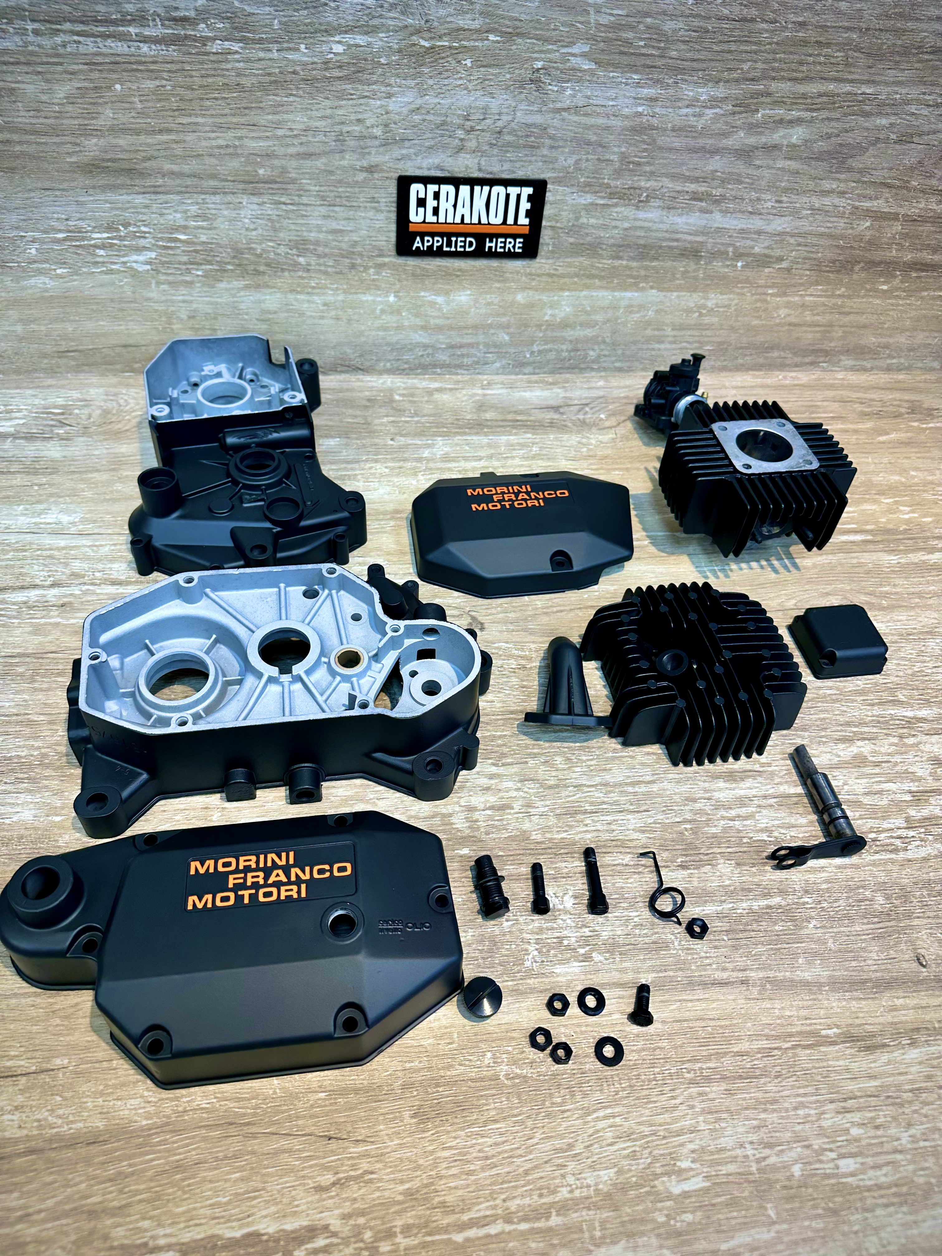 Motorcycle Engine Casing Coating Cerakote Custom Morini Franco Motori Engine Parts | Cerakote