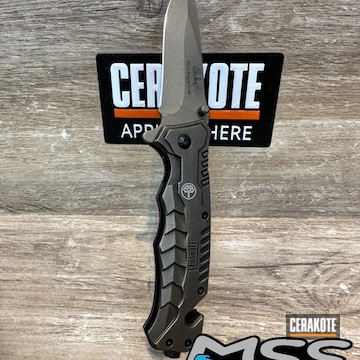 Cerakoted Custom Pocket Knife With Laser Engraving In H-190 And H-157