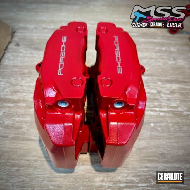 Cerakoted High Gloss Armor Clear And Ruby Red Brembo Calipers
