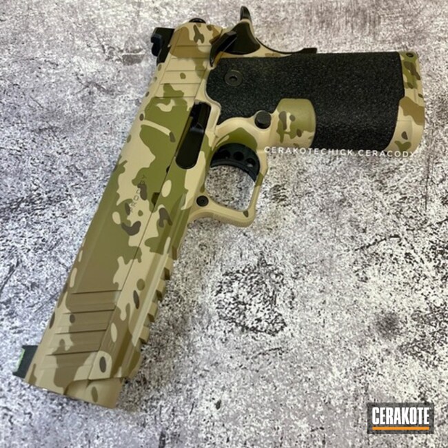 Cerakoted Custom Prodigy Arid Camo And Stippling  In H-189, H-199 And H-258