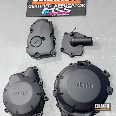 Powder Coating: Stainless C-129,Custom Mix,Engine Cover,Graphite Black C-102,Cerakote,Motorcycles,Motorcycle Parts,Yamaha