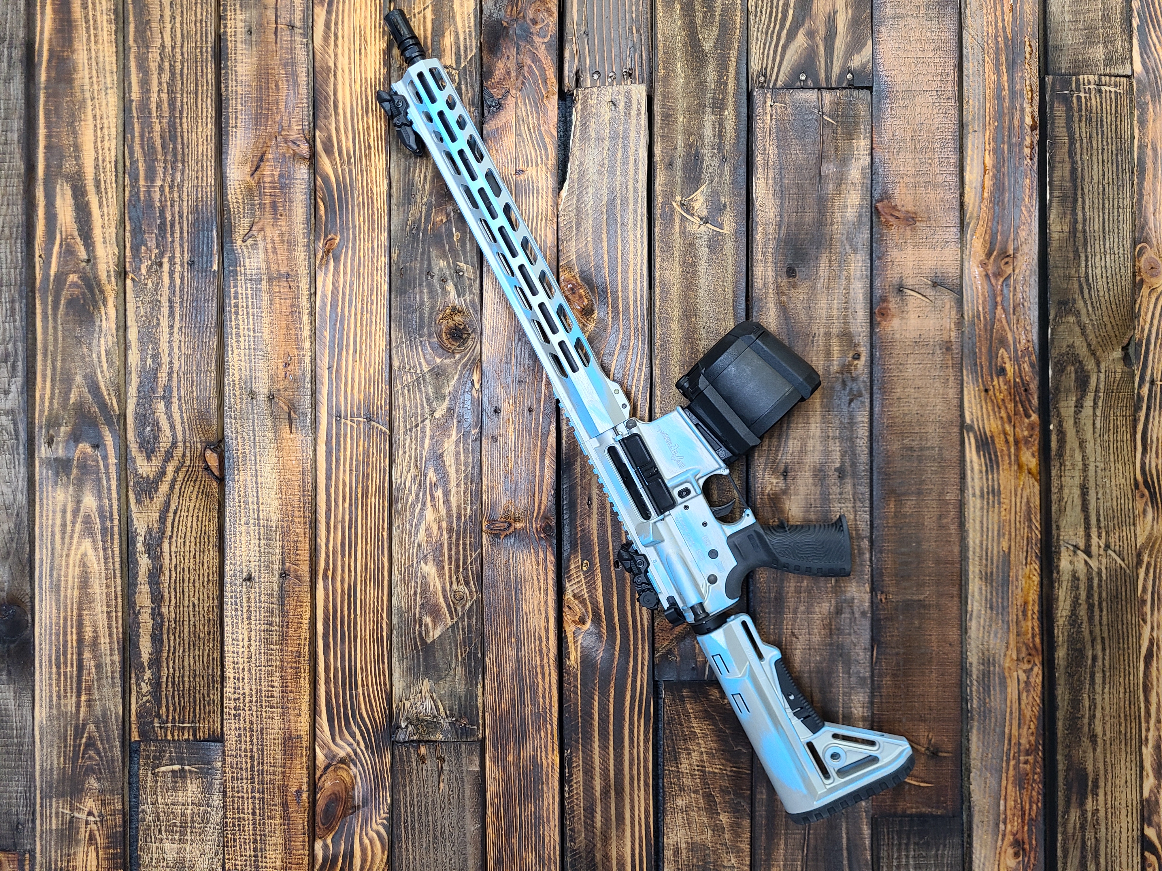 Ar 15 Blue Raspberry Ghost Hunter AR-15 Cerakoted using Blue Raspberry and Satin Mag | Cerakote