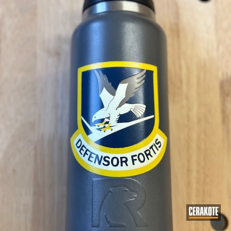 Powder Coating: Bright White H-140,Corvette Yellow H-144,Custom Tumbler Cup,RTIC Tumbler,Tumbler,HIGH GLOSS ARMOR CLEAR H-300,Army Patch,Water Bottle,NAVY E-220,Military,Air Force,RTIC