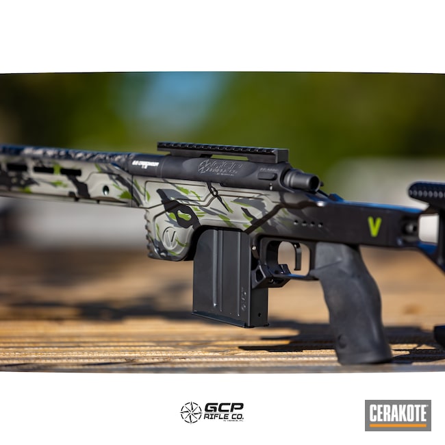 Cerakoted: S.H.O.T,Bolt Action Rifle,MULTICAM® BRIGHT GREEN H-343,Custom Color,Chassis,Carbon Fiber,Magpul PRS,Bull Shark Grey H-214,O.D. Green H-236,Custom Camo,Long Range Tactical Rifle,Custom Rifle,Precision Rifle,Recoil,Recoil Magazine,Armor Black C-192,HIGH GLOSS CERAMIC CLEAR MC-160,Proof Research,Rifle Chassis
